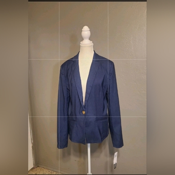 XOXO Juniors Classic Stylish Women's Navy Blazer NWT Padded Shoulders XL Lined - Picture 12 of 12